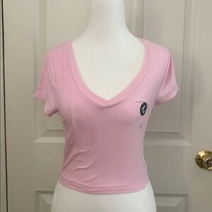Pink V-Neck Crop Top